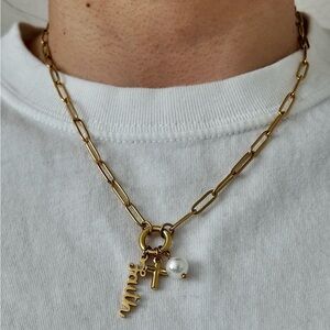 18K Gold Faith Charm Necklace